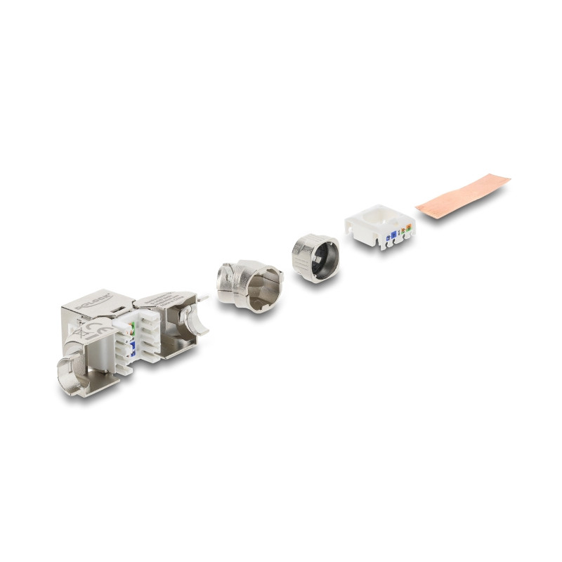 Delock Keystone Modul RJ45 Buchse zu LSA Cat.6A werkzeugfrei 45° winkelbar geschirmt