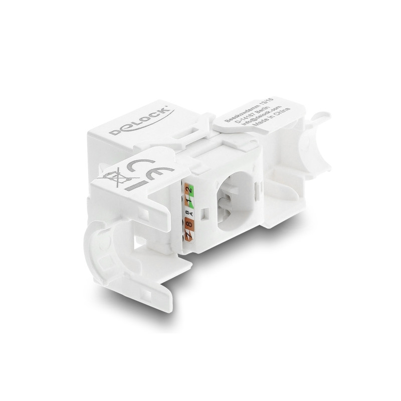 Delock Keystone Modul RJ45 Buchse zu LSA Cat.6 UTP werkzeugfrei mit Staubschutzklappe weiß / schwarz