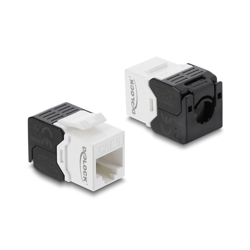 Delock Keystone Modul RJ45 Buchse zu LSA Cat.6 UTP werkzeugfrei schwarz / weiß