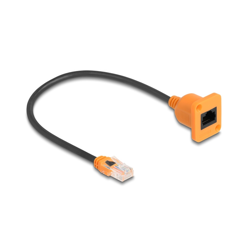 Delock D-Typ RJ45 Kabel Stecker zu Buchse Cat.5e UTP orange / schwarz 30 cm