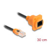 Delock D-Typ RJ45 Kabel Stecker zu Buchse Cat.5e UTP orange / schwarz 30 cm
