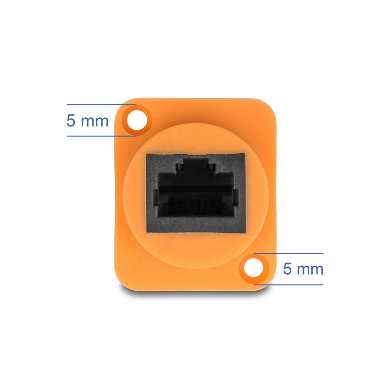 Delock D-Typ RJ45 Kabel Stecker zu Buchse Cat.5e UTP orange / schwarz 30 cm