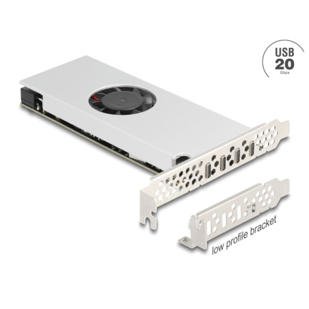 Delock PCI Express x16 Karte zu 4 x USB 20 Gbps USB Type-C™ Quad Channel mit Lüfter und Kühlkörper im Low Profile Formfaktor