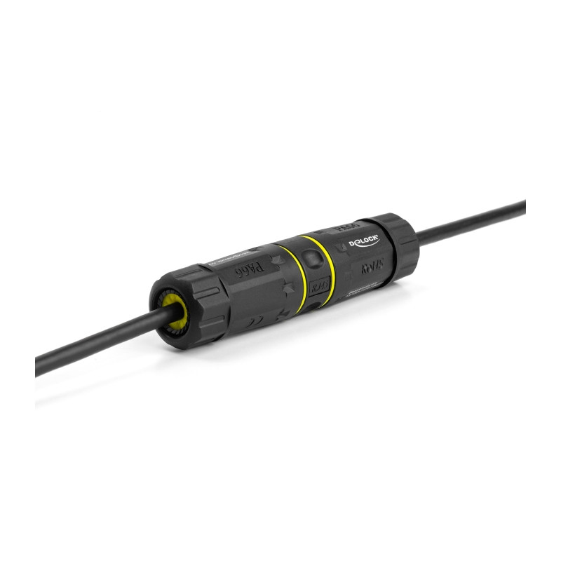 Delock Kabelverbinder RJ45 Buchse zu RJ45 Buchse mit M23 Gewinde geeignet für Cat.6a / Cat.7 Netzwerkkabel IP68 staub- und wasse