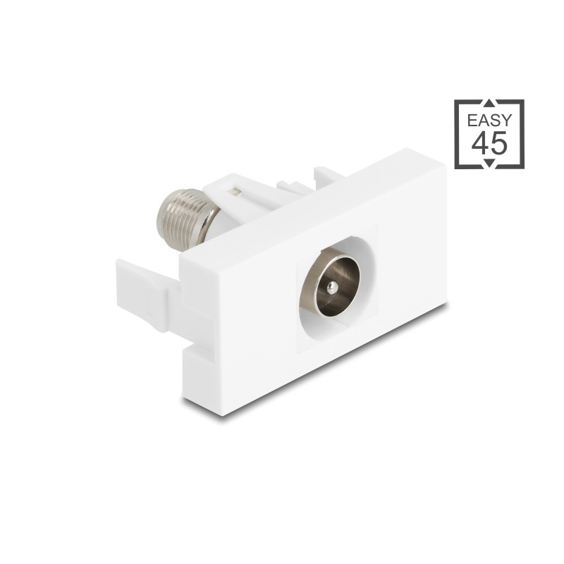 Delock Easy 45 Modul IEC Stecker zu F Buchse weiß
