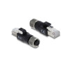 Delock M12 Adapter D-kodiert 4 Pin Buchse zu RJ45 Stecker schwarz
