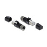 Delock M12 Adapter D-kodiert 4 Pin Buchse zu RJ45 Stecker schwarz