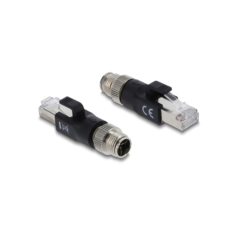 Delock M12 Adapter X-kodiert 8 Pin Stecker zu RJ45 Stecker schwarz
