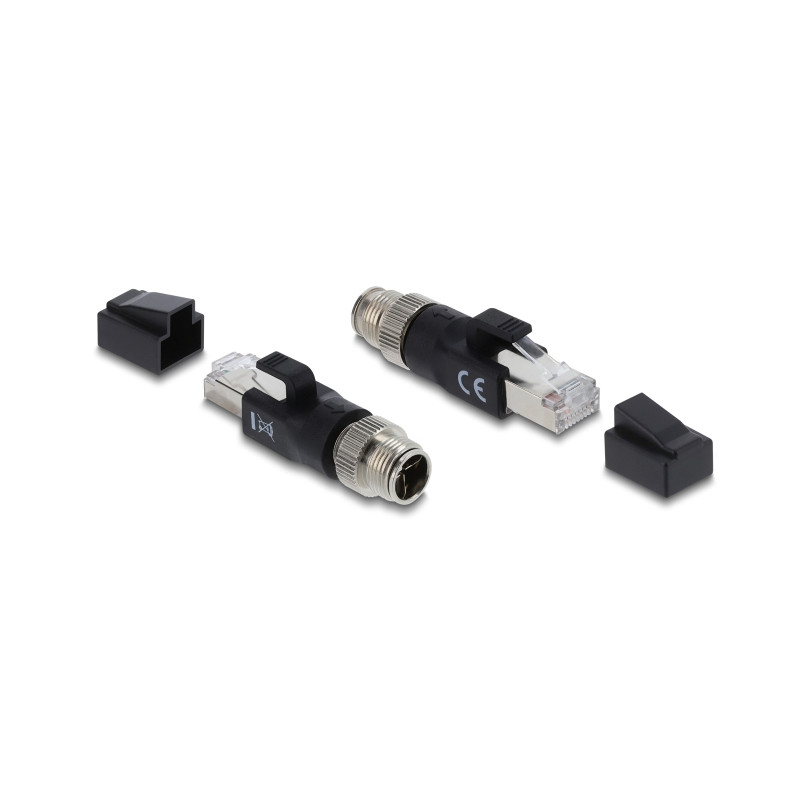 Delock M12 Adapter X-kodiert 8 Pin Stecker zu RJ45 Stecker schwarz