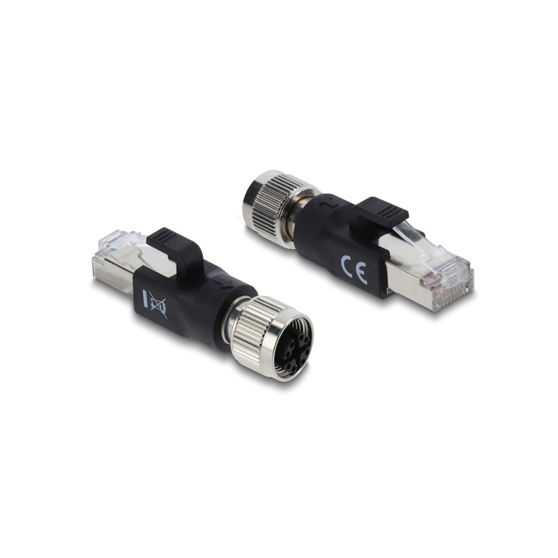 Delock M12 Adapter X-kodiert 8 Pin Buchse zu RJ45 Stecker schwarz