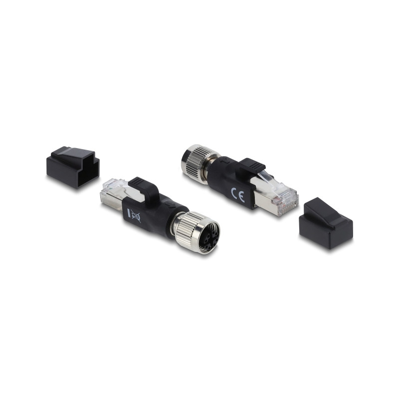 Delock M12 Adapter X-kodiert 8 Pin Buchse zu RJ45 Stecker schwarz