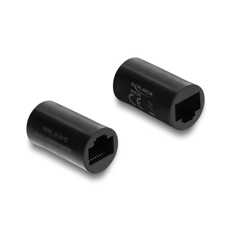 Delock Netzwerkkabelverbinder RJ45 Kupplung Buchse zu Buchse Cat.6 Zylindrische Form schwarz
