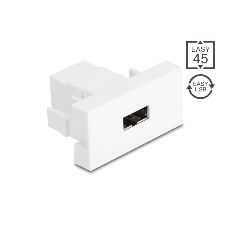 Delock Easy 45 Modul, EASY-USB 2.0 Typ-A Buchse zu EASY-USB Typ-A Buchse weiß