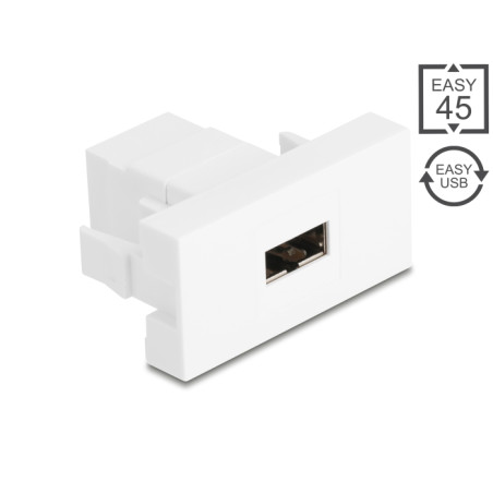 Delock Easy 45 Modul, EASY-USB 2.0 Typ-A Buchse zu EASY-USB Typ-A Buchse weiß