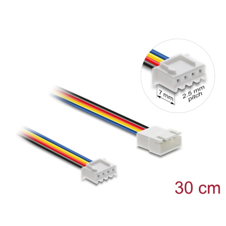Delock Lüfter Verlängerungskabel JST PWM Stecker zu Buchse 4 Pin, Steckerlänge 7 mm, 30 cm