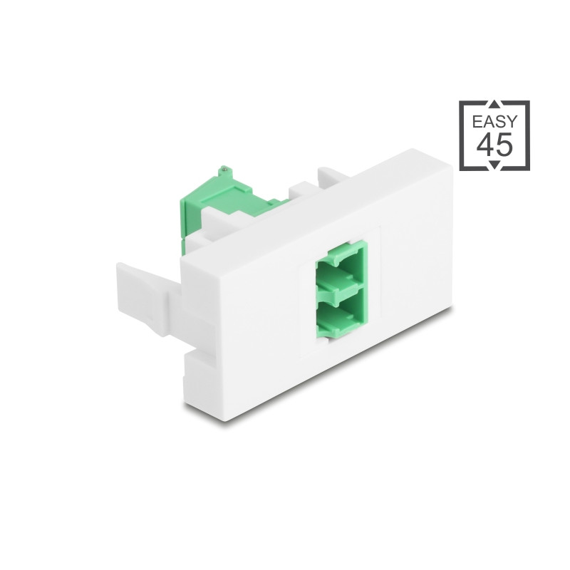 Delock Easy 45 Modul LC Duplex Buchse zu LC Duplex Buchse mit Laserschutzklappe innen grün / weiß