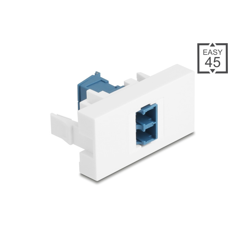 Delock Easy 45 Modul LC Duplex Buchse zu LC Duplex Buchse mit Laserschutzklappe innen blau / weiß