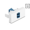 Delock Easy 45 Modul LC Duplex Buchse zu LC Duplex Buchse mit Laserschutzklappe innen blau / weiß