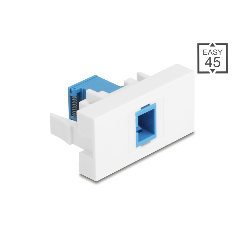 Delock Easy 45 Modul SC Simplex Buchse zu SC Simplex Buchse mit Laserschutzklappe innen blau / weiß