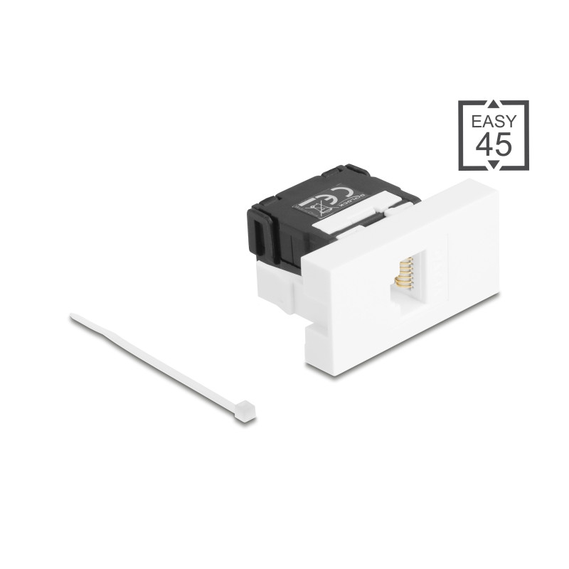 Delock Easy 45 RJ45 Buchse zu LSA Cat.6A 180° werkzeugfrei schwarz / weiß