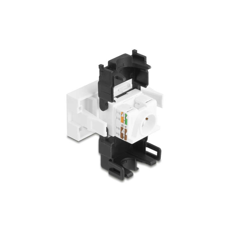 Delock Easy 45 RJ45 Buchse zu LSA Cat.6A 180° werkzeugfrei schwarz / weiß