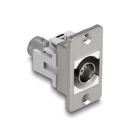 Delock Panel Mount BNC Buchse zu BNC Buchse 50 Ohm silber / weiß