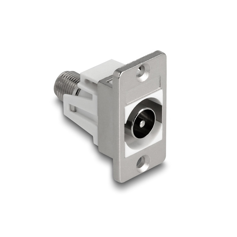 Delock Panel Mount IEC Stecker zu F Buchse silber / weiß