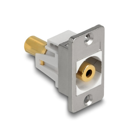 Delock Panel Mount Klinkenbuchse 3,5 mm 3 Pin zu Klinkenbuchse 3,5 mm 3 Pin vergoldet silber / weiß
