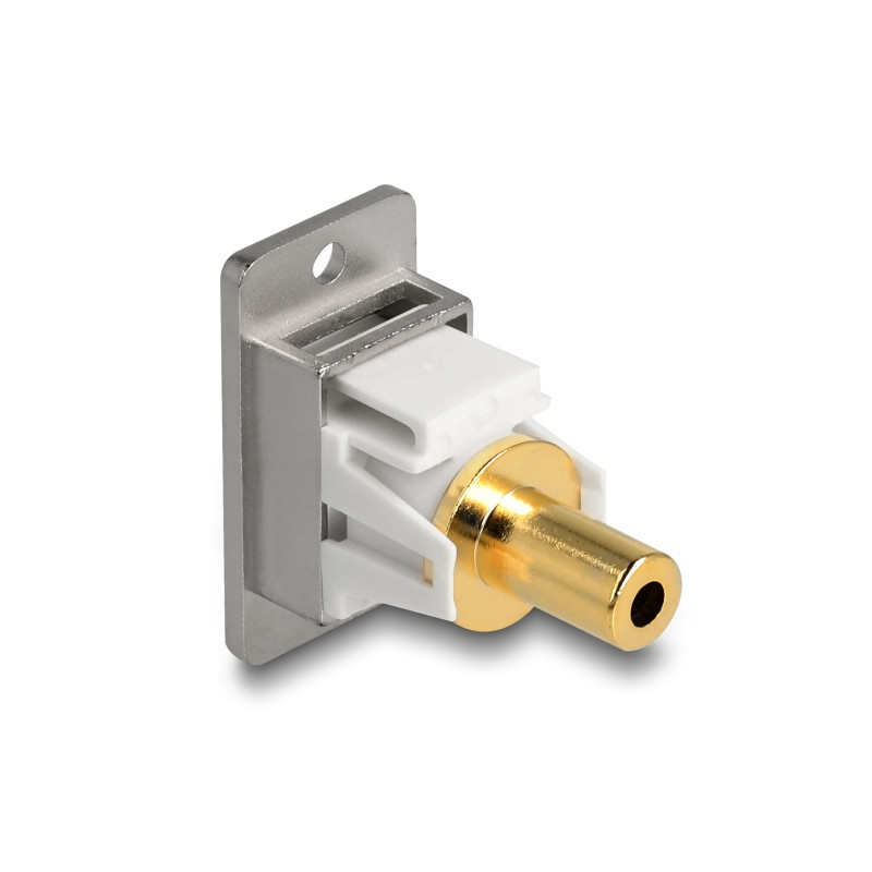 Delock Panel Mount Klinkenbuchse 3,5 mm 3 Pin zu Klinkenbuchse 3,5 mm 3 Pin vergoldet silber / weiß