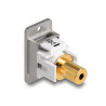 Delock Panel Mount Klinkenbuchse 3,5 mm 4 Pin zu Klinkenbuchse 3,5 mm 4 Pin vergoldet silber / weiß