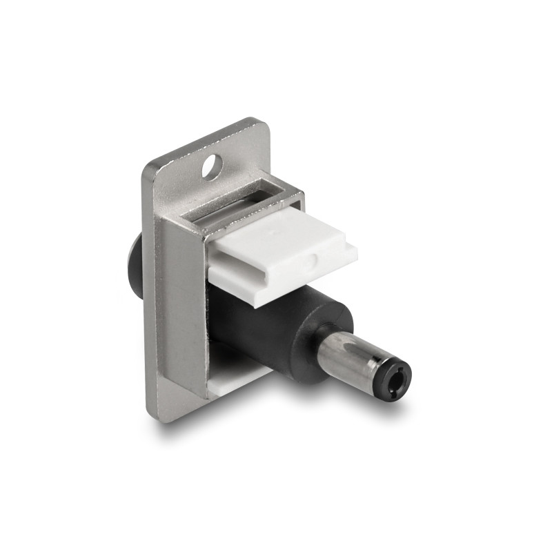 Delock Panel Mount DC 5,5 x 2,1 mm Buchse zu DC 5,5 x 2,5 mm Stecker silber / weiß / schwarz