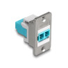 Delock Panel Mount LC Duplex zu LC Duplex Buchse silber / weiß / aqua