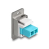 Delock Panel Mount LC Duplex zu LC Duplex Buchse silber / weiß / aqua