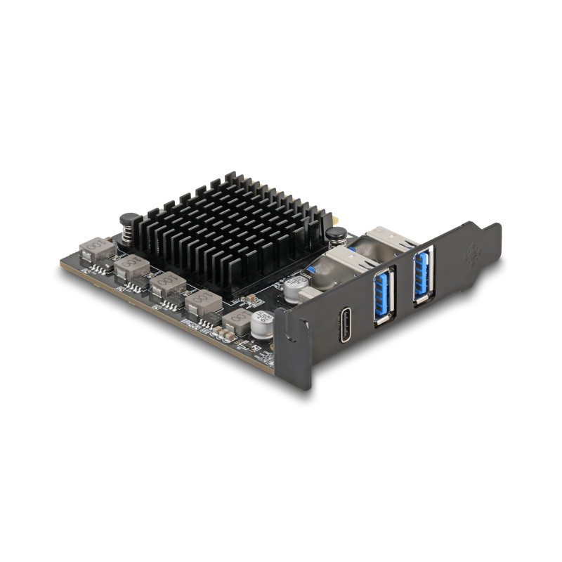 Delock PCI Express x4 Karte zu 1 x USB Type-C™20 Gbps + 2 x Typ-A 10 Gbps - Low Profile Formfaktor
