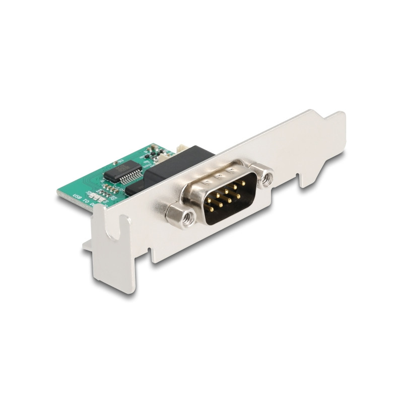 Delock USB auf RS-232 Konverter FTDI FT231XS USB 2.0 Pfostenstecker zu D-Sub 9 Stecker mit Low Profile Blende und Kabel 30 cm