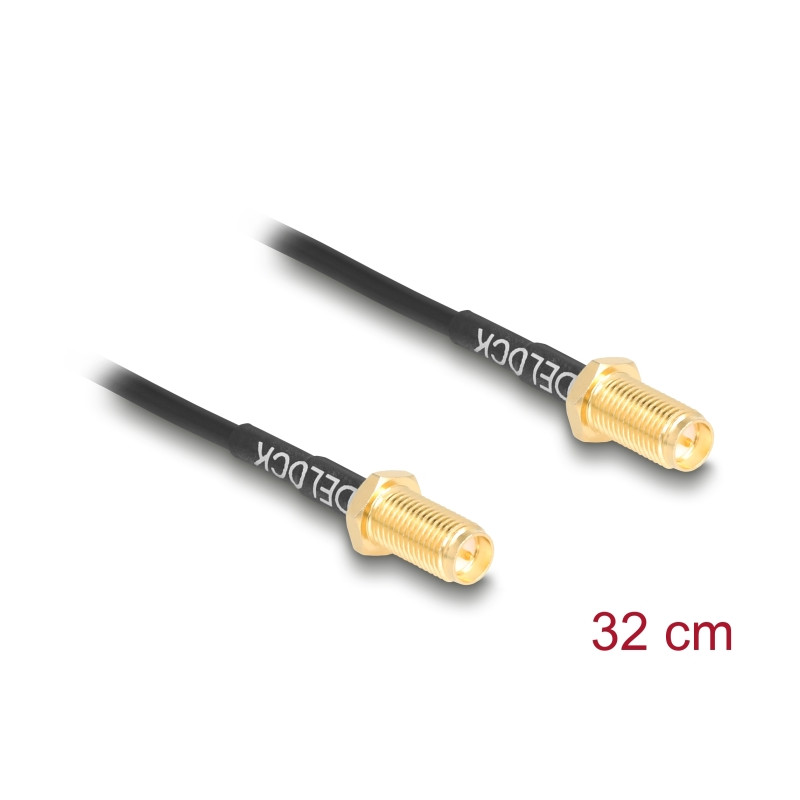 Delock Antennenkabel RP-SMA Buchse zum Einbau zu RP-SMA Buchse zum Einbau RG-174 32 cm