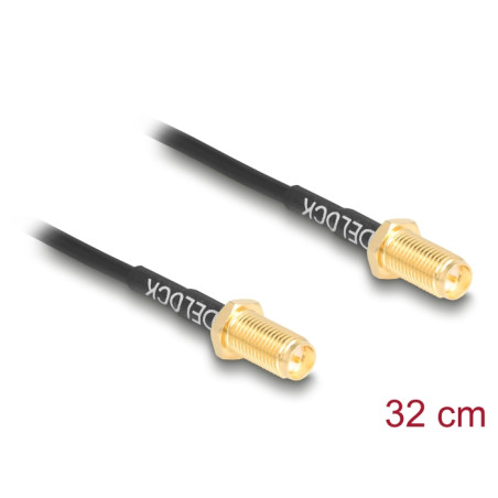 Delock Antennenkabel RP-SMA Buchse zum Einbau zu RP-SMA Buchse zum Einbau RG-174 32 cm