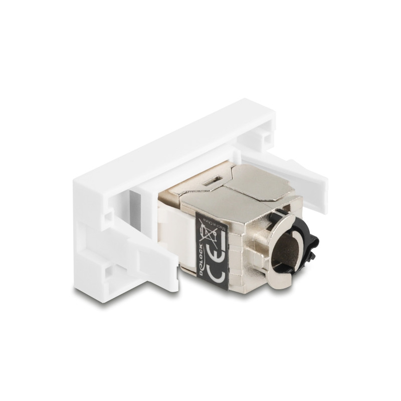 Delock Easy 45 Modul RJ45 Buchse zu LSA Cat.6A STP mit Verschlussclip und kabelbinderfrei