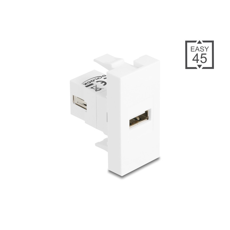 Delock Easy 45 Modul USB 2.0 Typ-A Buchse zu USB 2.0 Typ-A Buchse weiß