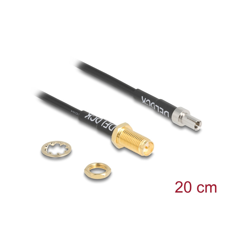 Delock Antennenkabel RP-SMA Buchse zum Einbau zu TS-9 Stecker RG-174 20 cm