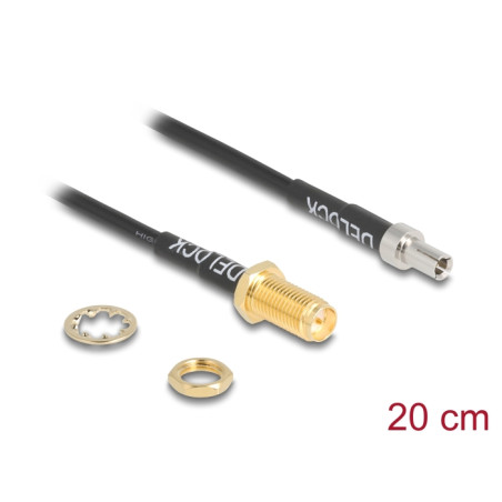 Delock Antennenkabel RP-SMA Buchse zum Einbau zu TS-9 Stecker RG-174 20 cm