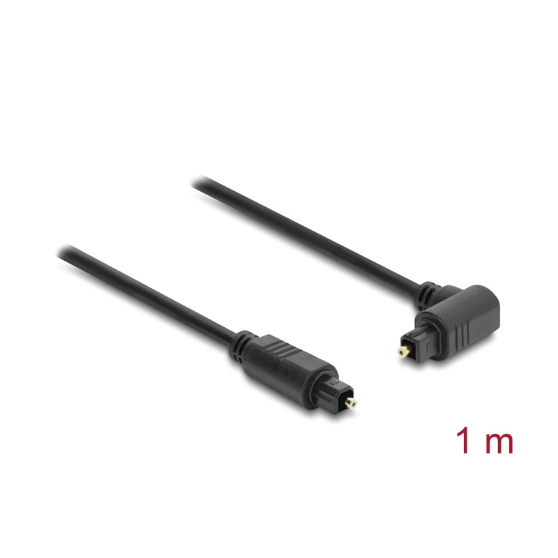 Delock TOSLINK Kabel Stecker 90° gewinkelt auf Stecker gerade, Ø 4 mm, 1 m, schwarz