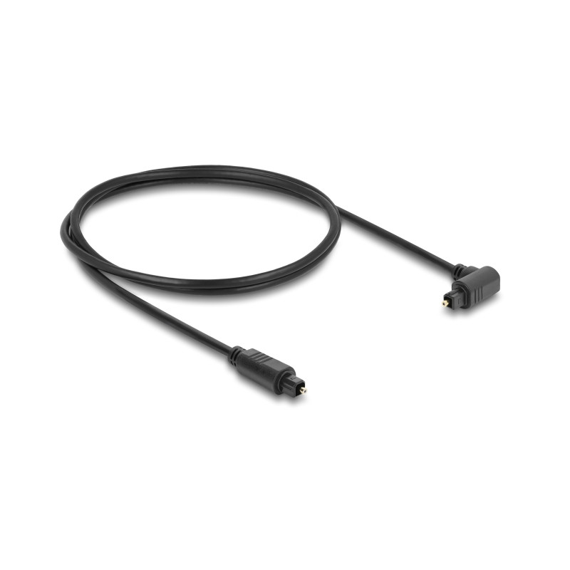 Delock TOSLINK Kabel Stecker 90° gewinkelt auf Stecker gerade, Ø 4 mm, 1 m, schwarz