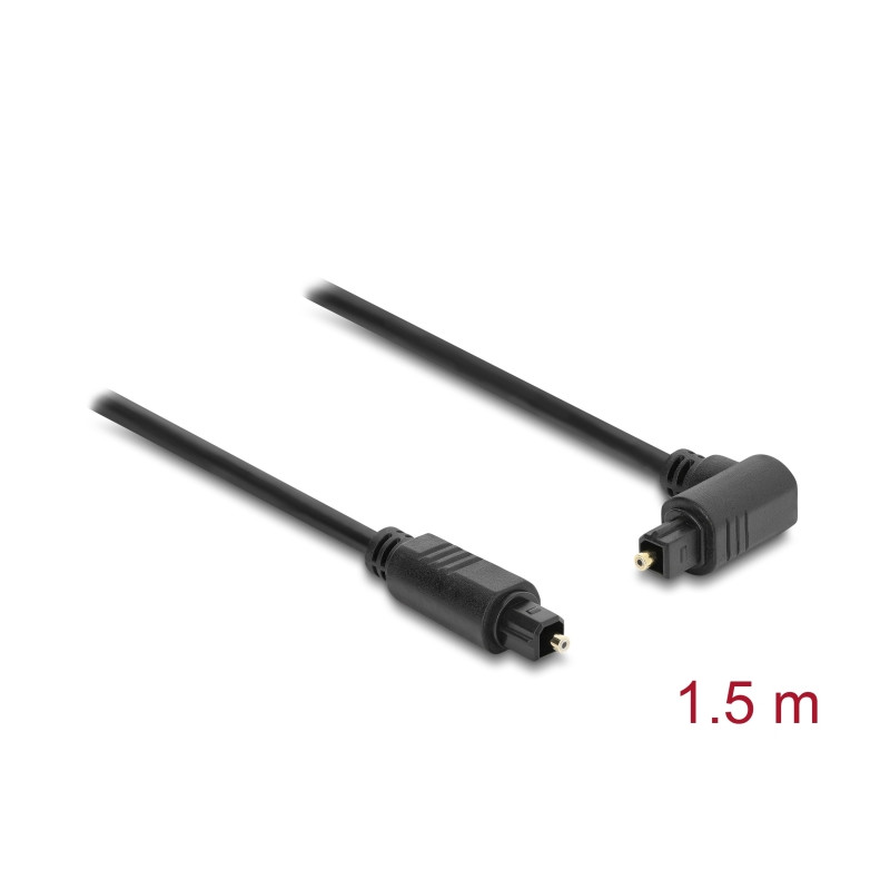 Delock TOSLINK Kabel Stecker 90° gewinkelt auf Stecker gerade, Ø 4 mm, 1,5 m, schwarz