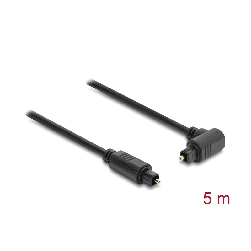 Delock TOSLINK Kabel Stecker 90° gewinkelt auf Stecker gerade, Ø 4 mm, 5 m, schwarz