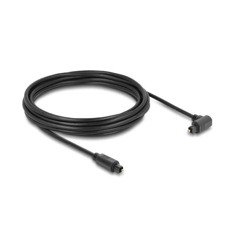 Delock TOSLINK Kabel Stecker 90° gewinkelt auf Stecker gerade, Ø 4 mm, 5 m, schwarz