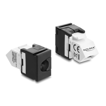 Delock Keystone Modul RJ45 Buchse zu LSA Cat.6 45° gewinkelte Buchse ungeschirmt schwarz / weiß