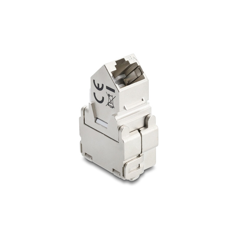 Delock Keystone Modul RJ45 Buchse zu LSA Cat.6A 45° gewinkelte Buchse geschirmt 180° Kabelführung werkzeugfrei Metall