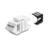 Delock Keystone Modul RJ45 Buchse zu LSA Cat.6A 45° gewinkelte Buchse ungeschirmt 180° Kabelführung werkzeugfrei schwarz / weiß