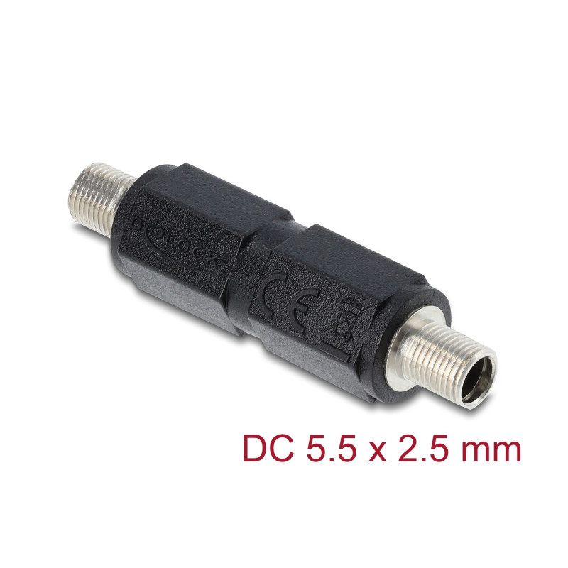 Delock Hohlstecker Adapter DC 5,5 x 2,5 mm Buchse auf Buchse mit Gewinde gerade